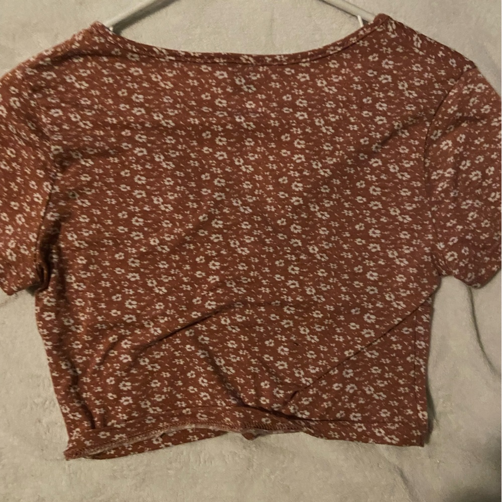 pink floral cross front crop top